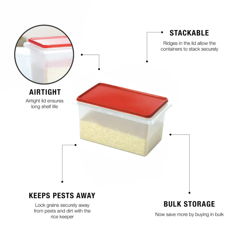Tupperware Plastic Rice Keeper, 5Kg 1+1
