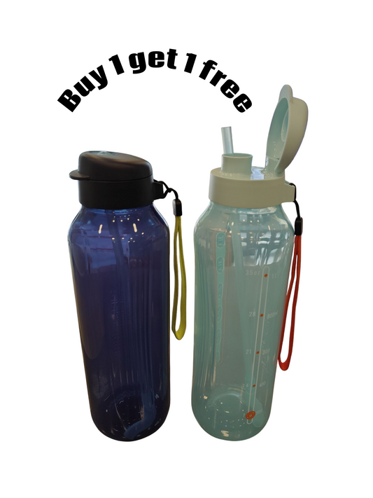 Tupperware motivation 1.2ltr fliptop bottles with straw - 1+1