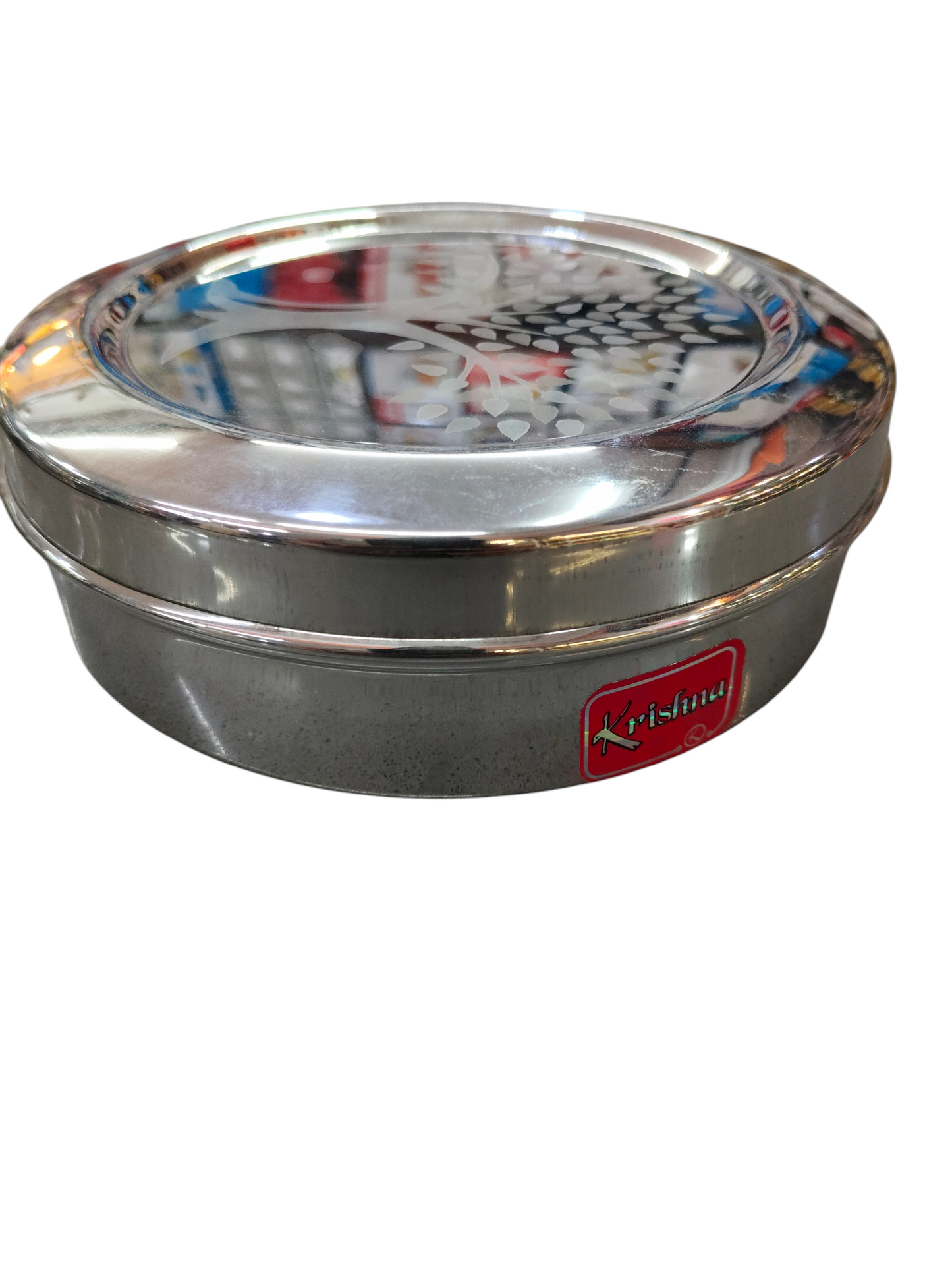 Salem stainless steel krishna flat puri box- 800ml